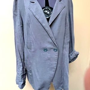 Free people cotton linen blend lightweight gray slouchy jacket, large